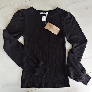 Project Social T Black Ribbed Top Size Small